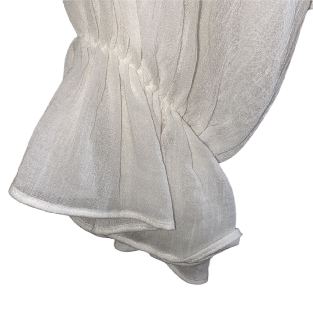 Zara White Ruffle Blouse XL | Long Sleeve Cotton Romantic Top NWT - Picture 6 of 15
